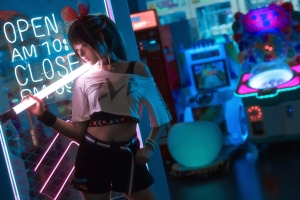 科幻少女  白色光棒 4k壁纸