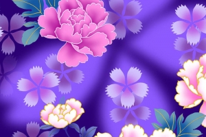 牡丹花唯美大气紫色H5背景素材