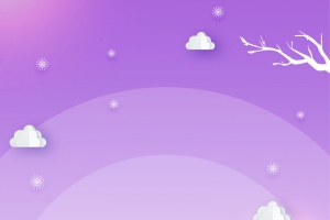 紫色手绘卡通人物冬天背景图