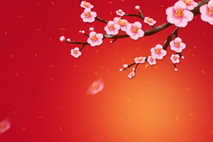 小年团圆中国风红色梅花背景