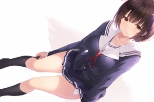 不起眼女主角培育法 加藤惠 水手服 黑色袜子 4k动漫壁纸