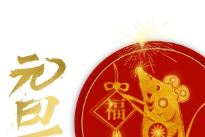 元旦烟花老鼠圆盘福