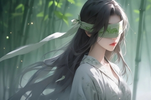 竹林 清新 蒙眼女孩 古风 4k壁纸 3840x2160