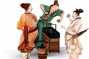 古代人物角色喝茶奏乐