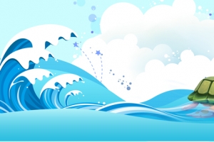 夏季卡通童趣蓝色banner