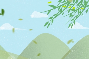 手绘绿水青山背景