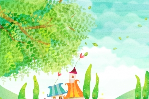 森林童话故事树木花草卡通插画矢量