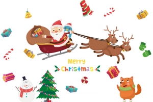 圣诞老人雪人窗纸