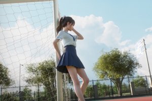 学校足球场女孩百褶裙3K超高清横屏壁纸3200x2000免费下载