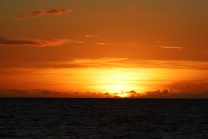 大海 地平线 太阳 日落 深色 4k壁纸 3840x2160