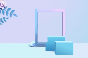 清新文艺立体方块banner背景