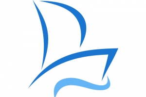 矢量蓝色线条帆船LOGO