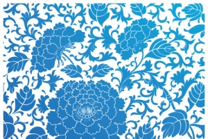 青花瓷花纹背景矢量