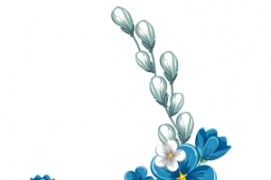 矢量蓝色青花瓷花卉