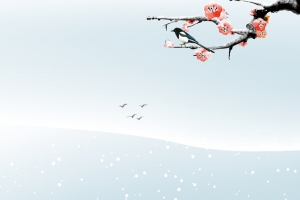 立冬腊梅文艺小清新蓝色banner