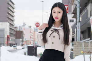 白衬衫 黑色裙子 长发清纯可爱美女陈嘉嘉4k壁纸