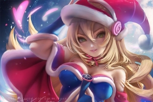 魔术师女孩,金发碧眼,圣诞衣服,女人,长头发,手机壁纸