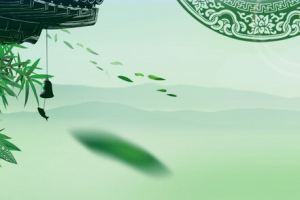 绿色复古玉器淘宝电商海报背景