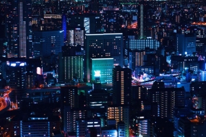 夜城 城市灯光 鸟瞰图 照明 夜 4k壁纸 3840x2160