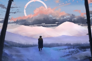 剪影 雪 雪堆 云 冬天 艺术 4k壁纸 3840x2160