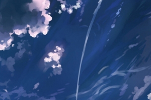 蓝色天空云朵动漫海报背景