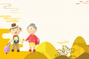 欢乐老年生活扁平橙色banner