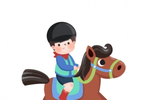 手绘骑马的男孩