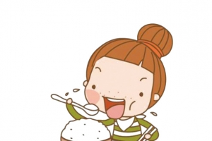 卡通可爱吃饭女孩