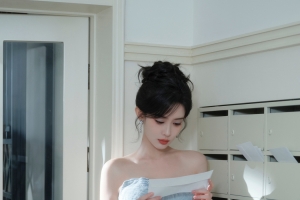 孟子义蓝色抹胸长裙5k美女手机壁纸