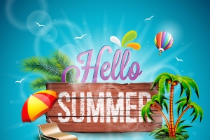 创意夏日度假海报矢量图