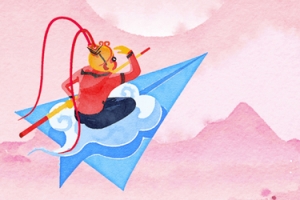 卡通手绘孙悟空海报psd分层背景