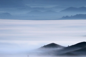 中国风大气山河蓝色背景