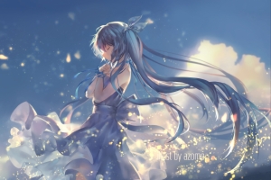 长发美少女祈祷二次元动漫4k壁纸