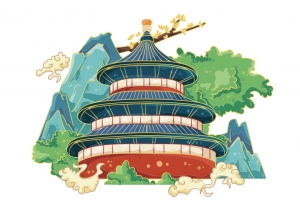 手绘国潮中国风城市地标建筑北京