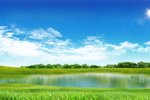 小清新草原湖泊绿色背景素材