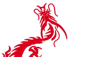 红色简笔画龙抬头龙