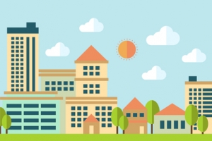 卡通建筑banner