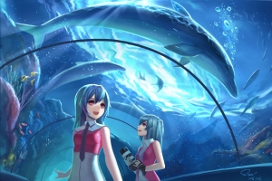 水族馆 可爱初音女孩4k动漫壁纸
