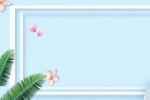 夏天来了小清新树叶几何蓝色背景