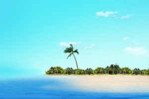 淘宝化妆品护肤品面膜清新海景小岛背景banner