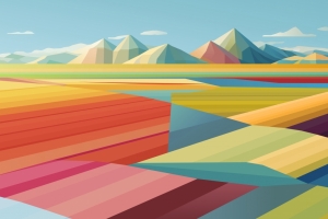 苹果 创意 简约 山 田 风景 6k壁纸