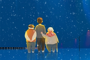 感恩父母卡通文艺雪花蓝色banner