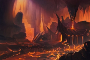 游戏场景火山火花高清合成