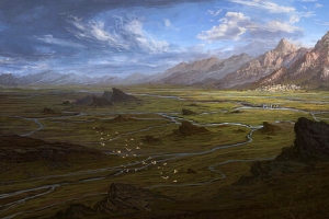 山峰野外自然风光插画
