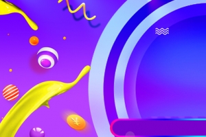 火拼双11丝带几何蓝色banner
