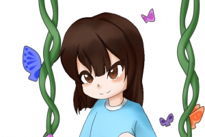 夏日炎热乘凉吃西瓜儿童插画