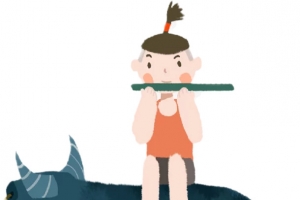 手绘清明放牛郎的