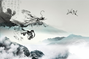 简约水墨山水画 水墨龙4K背景图片素材