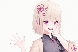 女孩 微笑 和服 艺术 浅色 4k壁纸 3840x2160