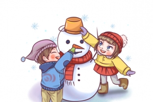 立冬小孩雪人